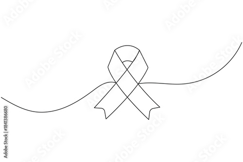 Continuous line drawing of an awareness ribbon, symbolizing support and solidarity illustration