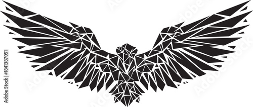 Geometric abstract eagle with outstretched wings bird