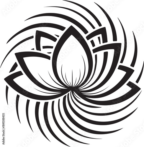 Stylized lotus flower with swirling lines symbol spiritual