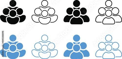 

people icon set. Social network graphic design.  User profile symbols. Group and team symbols. Social media and profile signs
