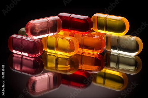 pills on a black background