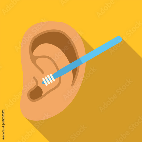 Human ear receiving a cleaning using a specialized cotton swab