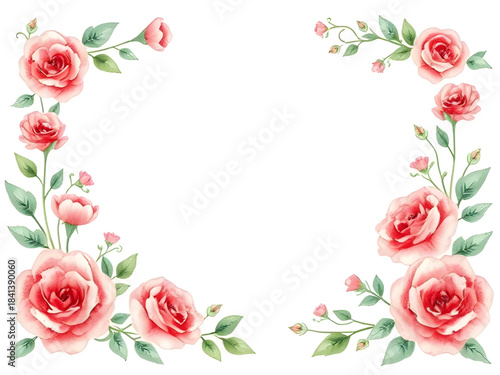 pink roses wreath frame, rose floral border, romantic pink flower frame, decorative rose corners, elegant roses illustration, wedding floral border, pastel pink rose frame, botanical flower frame, cla
