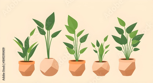 potted plant vector set for interior, indoor plant pot illustration collection, decorative greenery in pots vector, botanical houseplant artwork pack, modern plant pot design illustration, green folia