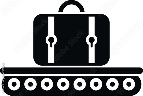 Suitcase icon on a conveyor belt representing luggage handling at an airport