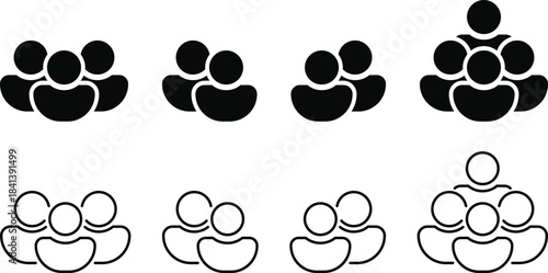 Community People Symbols. User identity icon. Community member and identity signs. Social network and identity signs. Group and crowd signs.
