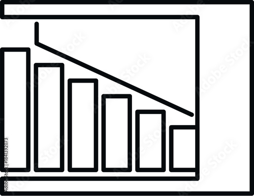 Bar chart icon illustrating financial recession with a downward trending line