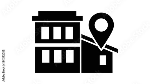 Location and building icons representing business and real estate