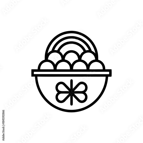 Basket of gold with rainbow and clover icon on transparent background silhouette