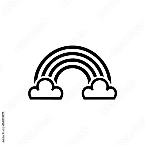 Illustration of a rainbow with two clouds on transparent background silhouette