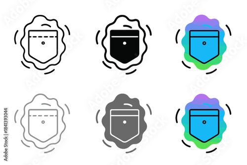 Vibrating Pocket Artistry. Pocket vibrating with spectral aura and motion lines, subtle phantom sensation, simple minimal vector,