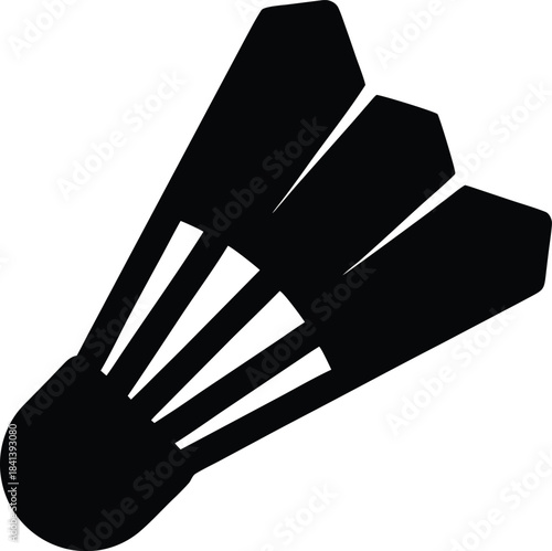 badminton shuttle icon Black silhouette vector illustration on transparent background