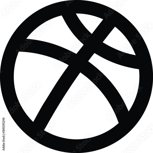 basketball icon Black silhouette vector illustration on transparent background