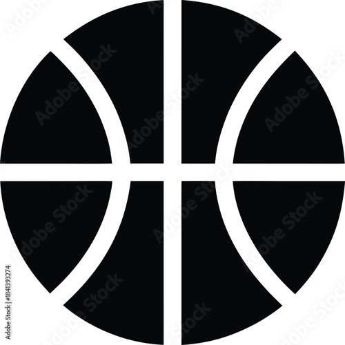 basketball icon Black silhouette vector illustration on transparent background