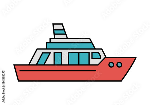 Yate rojo y blanco en fondo blanco