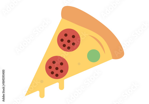 Porción de pizza con pepperoni en fondo blanco