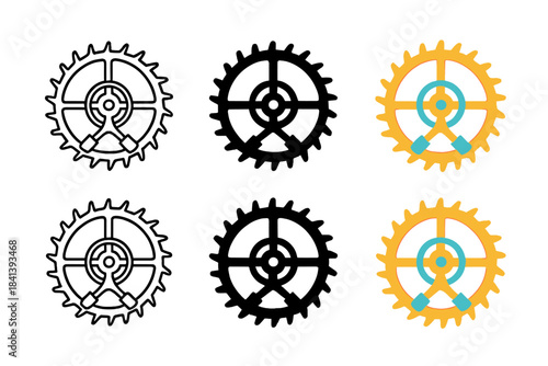 Intricate Clock Gears. Intricate clock escapement wheel with moving gears in rhythmic motion, minimal vector icon, first in line