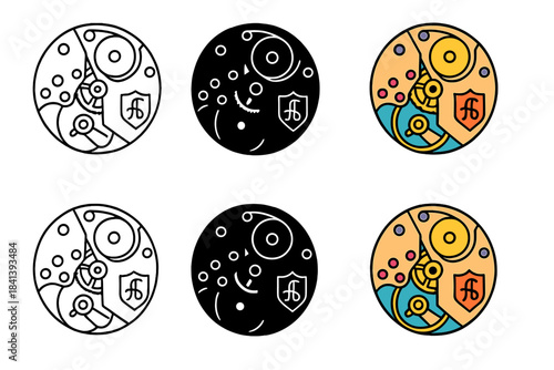 Geneva Seal Watch Illustration. Geneva seal stamped on finely finished watch movement, abstract minimal vector illustration, first