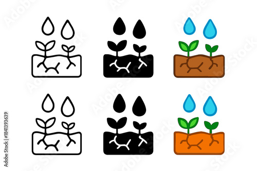 Regenerating Soil Abstraction. Iconic abstraction of soil crust regeneration after rainfall, subtle droplets activating hidden