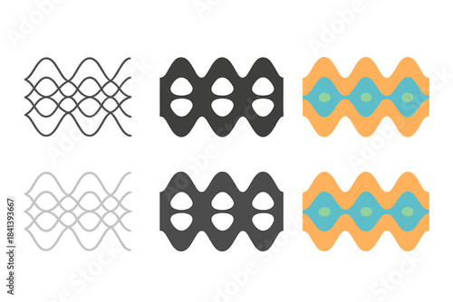 Supersolid Wave Interference. Wave interference diagram representing supersolid atomic behavior merging order and motion, stylized