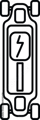 Electric longboard top view showcasing power and alternative transport