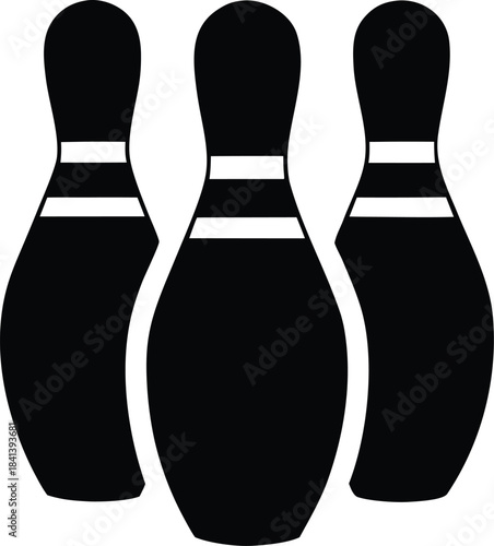 bowling pins icon Black silhouette vector illustration on transparent background