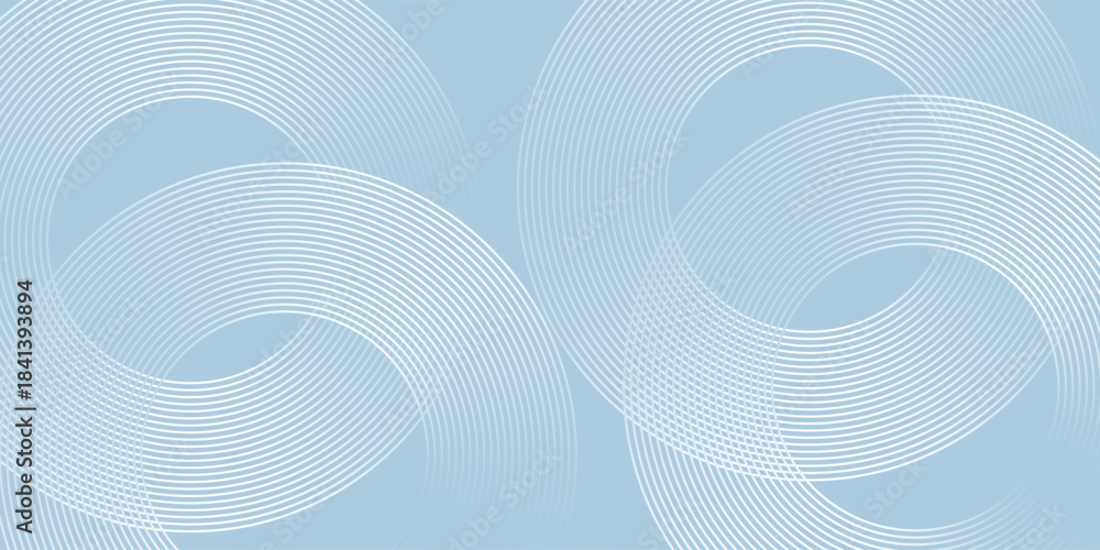 Fototapeta premium White abstract background with geometric shapes. Modern circle lines pattern. Minimal geometric design. Futuristic technology concept. Horizontal banner template. Vector Ilustration Eps 10