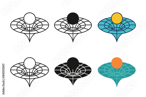 Cosmic Gravitational Influence Diagram. Minimalist cosmic diagram showing gravitational influence spreading through invisible mesh