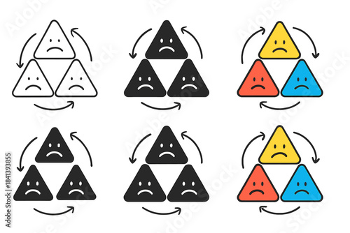 Magnetic Triangle Spin. Frustrated magnetic triangle cluster showing perpetual spin motion, minimalist representation of