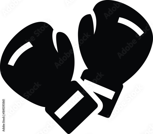 boxing gloves icon Black silhouette vector illustration on transparent background