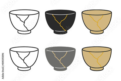 Elegant Ceramic Imperfection. Cracked ceramic tea bowl with subtle glaze variations, symbolizing imperfection and timeless beauty,