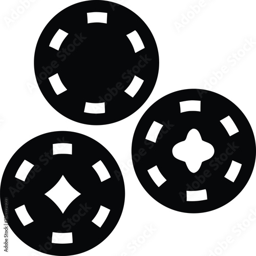 casino chips icon Black silhouette vector illustration on transparent background