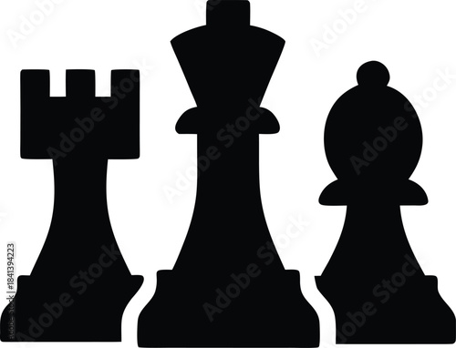 chess pieces icon Black silhouette vector illustration on transparent background
