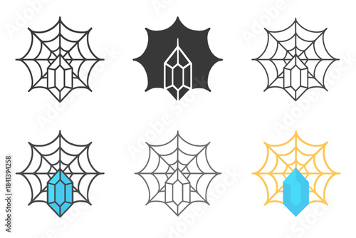 Spider Web Crystal. Spider Web Crystal, minimalist nature-inspired emblem symbolizing precision, fragility, and brilliance, first