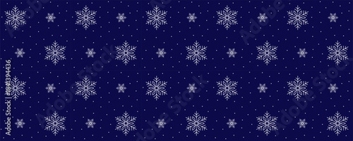 Seamless pattern with lovely white snowflakes on a blue background. Perfect for winter, Christmas, or New Year's designs. Ideal for festive fabric, textile, wrapping paper, etc. Vector illustration