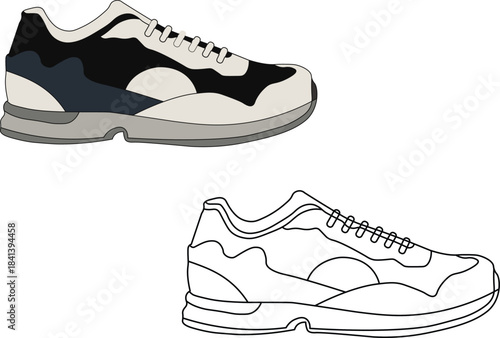 Colorful athletic sneakers vector icons for fitness running training and modern sports designs