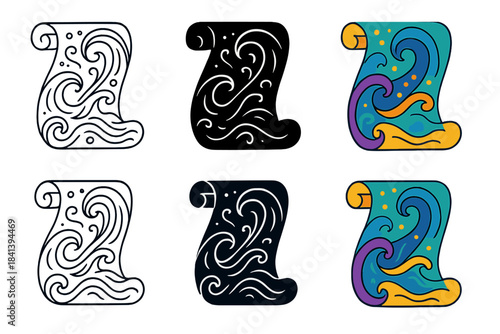 Ocean Harmony Abstraction. Squid Ink Scroll, abstract ocean harmony blending movement, creativity, and organic flow, first in line