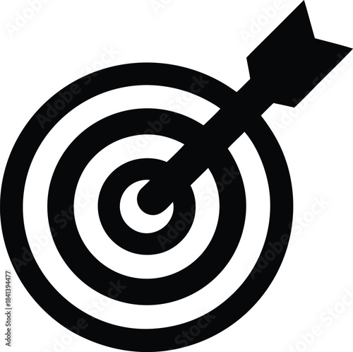 darts target icon Black silhouette vector illustration on transparent background