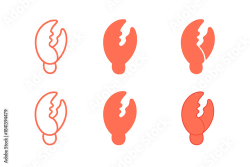 Lobster Coral Emblem. Lobster Coral Claw, minimalist ocean emblem symbolizing strength, depth, and natural resilience, first in