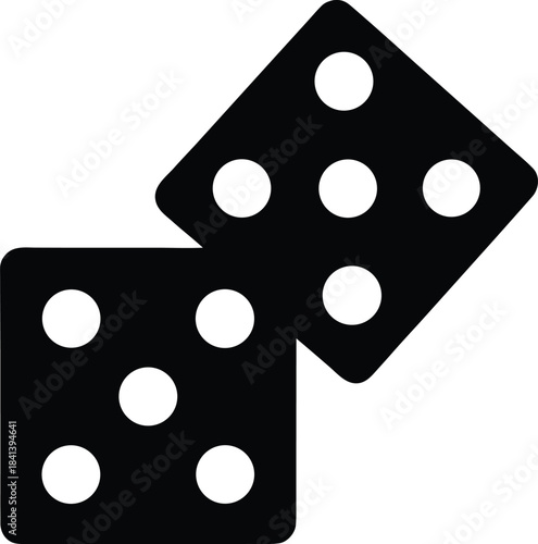 dice icon Black silhouette vector illustration on transparent background