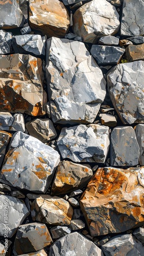 Close-up view of a textured stone wall