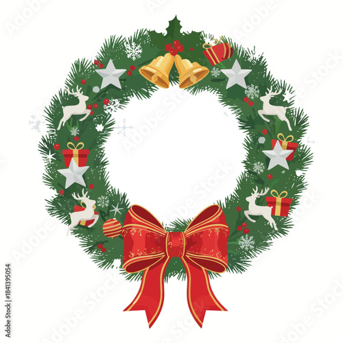 Wallpaper Mural blue circle banner with snowflakes, stars and winter blizzard in watercolor style. Vector doodle card on white background with holiday winter concept symbol Torontodigital.ca