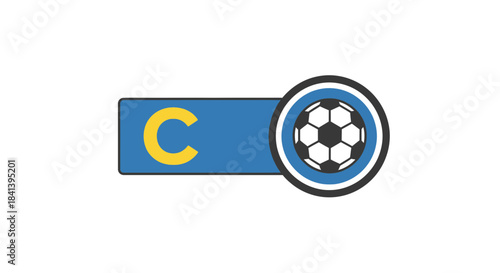 Blue soccer captain armband with C letter icon.