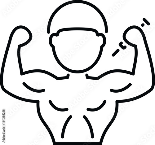 Man flexing muscles while injecting a substance, illustrating doping and performance enhancement