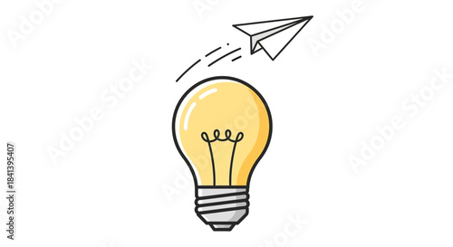 Lightbulb and Paper Airplane: Idea Taking Flight.