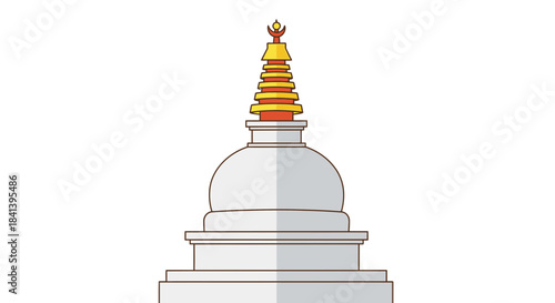 Elegant White Stupa with Golden Spire Symbol of Buddhist Architecture.
