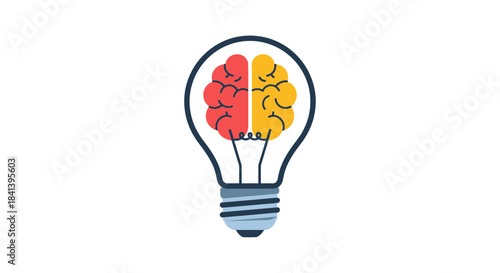 Creative Idea Lightbulb with Left and Right Brain Hemispheres.