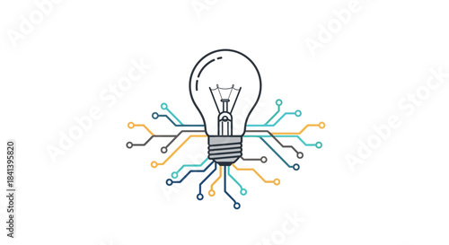 Light Bulb with Circuit Board: Innovation and Technology Concept.