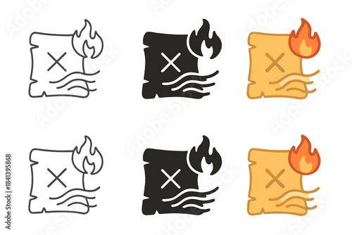 Wind-Blown Map Styles. Map corner burning slightly with wind blowing sand first in line style with thin outline, second in solid