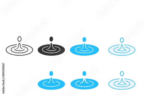 Multi-Style Water Ripples. Water Ripple Step first in line style with thin outline, second in solid style filled shape, third in